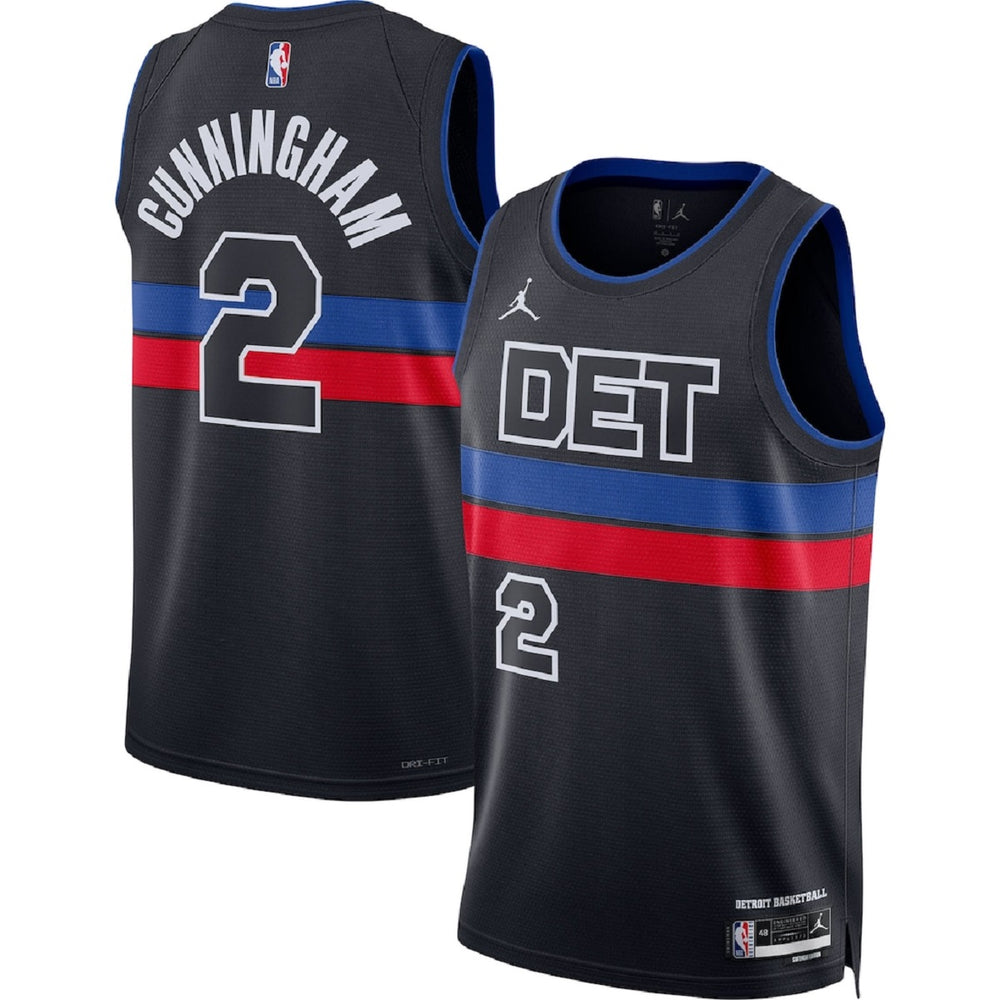 Unisex Detroit Pistons Cade Cunningham #2 Black Swingman Jersey - Statement Edition