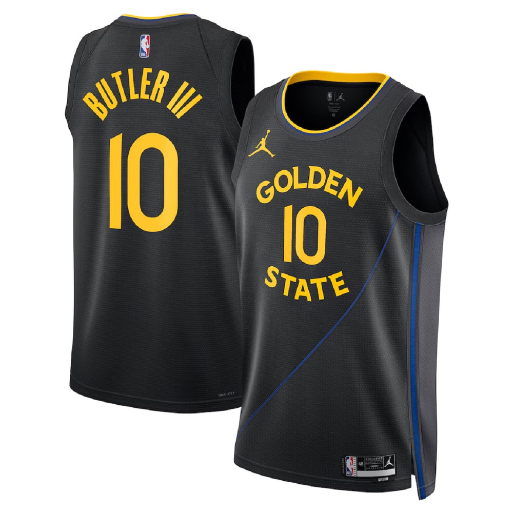 Unisex Golden State Warriors Jimmy Butler #10 Black Swingman Jersey - Statement Edition