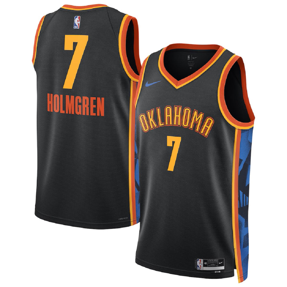 Unisex Oklahoma City Thunder Chet Holmgren #7 Black Swingman Jersey - City Edition
