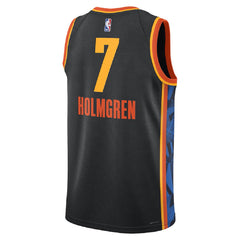 Unisex Oklahoma City Thunder Chet Holmgren #7 Black Swingman Jersey - City Edition