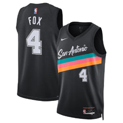 Unisex San Antonio Spurs De'Aaron Fox #4 Black Swingman Jersey 2025/26 - City Edition