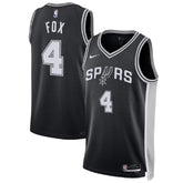 Unisex San Antonio Spurs De'Aaron Fox #4 Black Swingman Jersey - Icon Edition