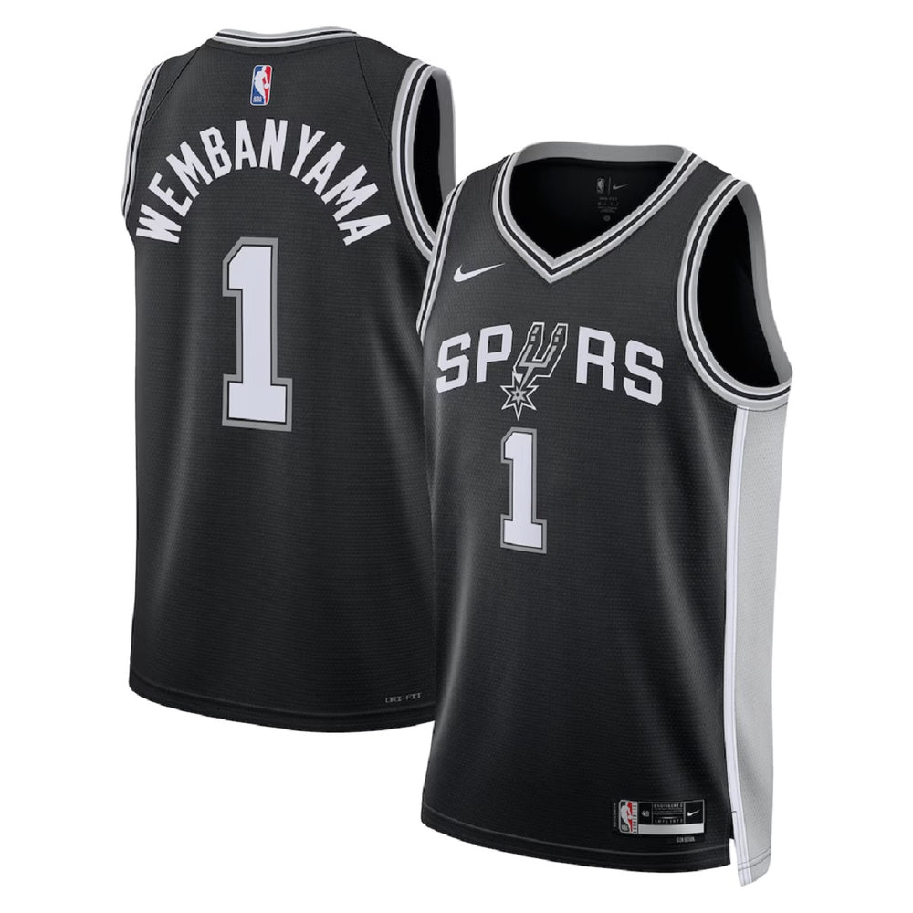 Unisex San Antonio Spurs Victor Wembanyama #1 Black Swingman Jersey - Icon Edition