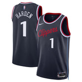 Unisex Los Angeles Clippers James Harden #1 Navy Swingman Jersey - Icon Edition