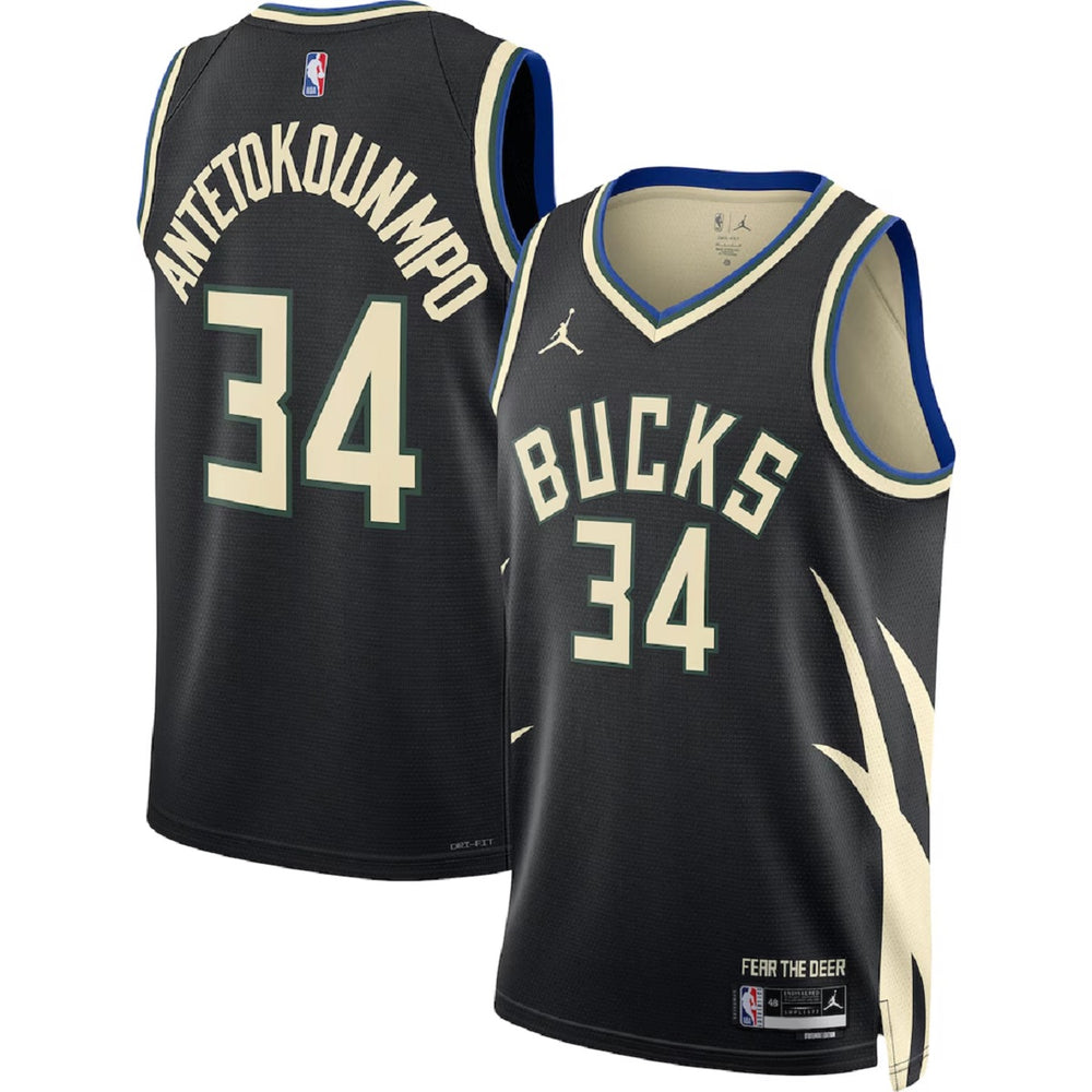 Unisex Milwaukee Bucks Giannis Antetokounmpo #34 Black Swingman Jersey - Statement Edition