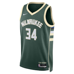 Unisex Milwaukee Bucks Giannis Antetokounmpo #34 Hunter Green Swingman Jersey - Icon Edition