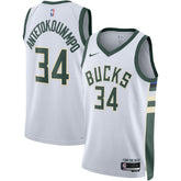 Unisex Milwaukee Bucks Giannis Antetokounmpo #34 White Swingman Jersey - Association Edition