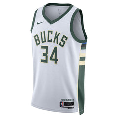 Unisex Milwaukee Bucks Giannis Antetokounmpo #34 White Swingman Jersey - Association Edition