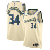 Unisex Milwaukee Bucks Giannis Antetokounmpo #34 Cream Swingman Jersey 2025/26 - City Edition