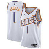 Unisex Phoenix Suns Devin Booker #1 White Swingman Jersey - Association Edition