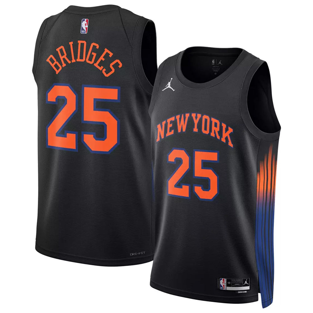 Unisex New York Knicks Mikal Bridges #25 Jordan Brand Black Swingman Jersey - Statement Edition