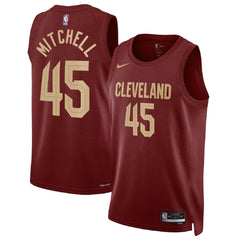Unisex Cleveland Cavaliers Donovan Mitchell #45 Wine Swingman Jersey - Icon Edition