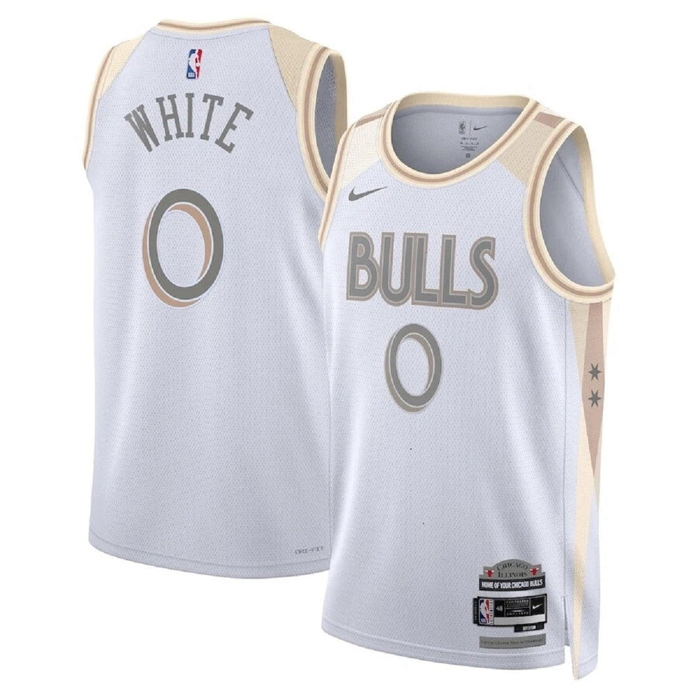 Unisex Chicago Bulls Coby White #0 White Swingman Jersey - City Edition