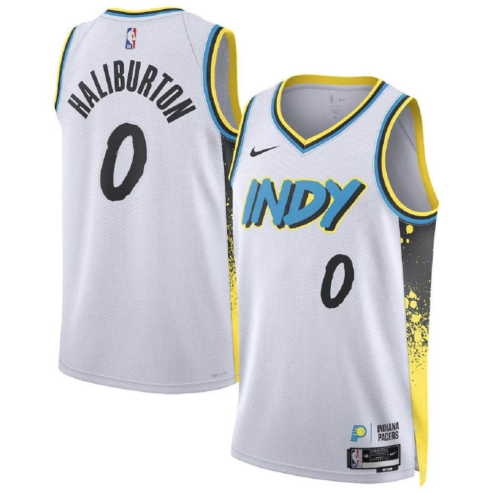 Unisex Indiana Pacers Tyrese Haliburton #0 White Swingman Jersey - City Edition