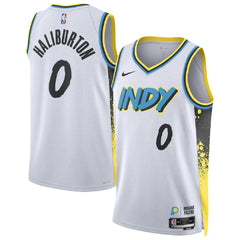 Unisex Indiana Pacers Tyrese Haliburton #0 White Swingman Jersey - City Edition