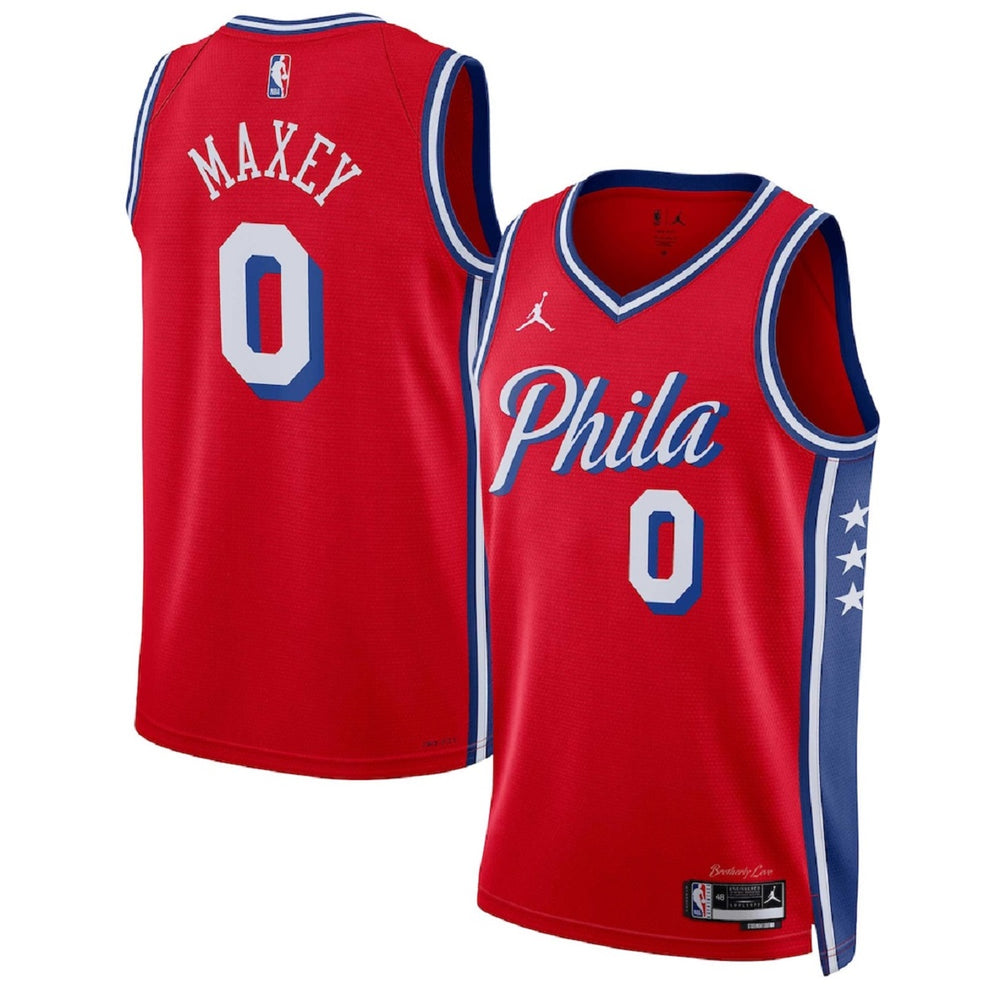 Unisex Philadelphia 76ers Tyrese Maxey #0 Red Swingman Jersey - Statement Edition
