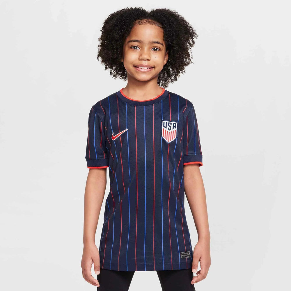 2025 USA Youth Stadium Away Soccer Jersey Obsidian/Challenge Red