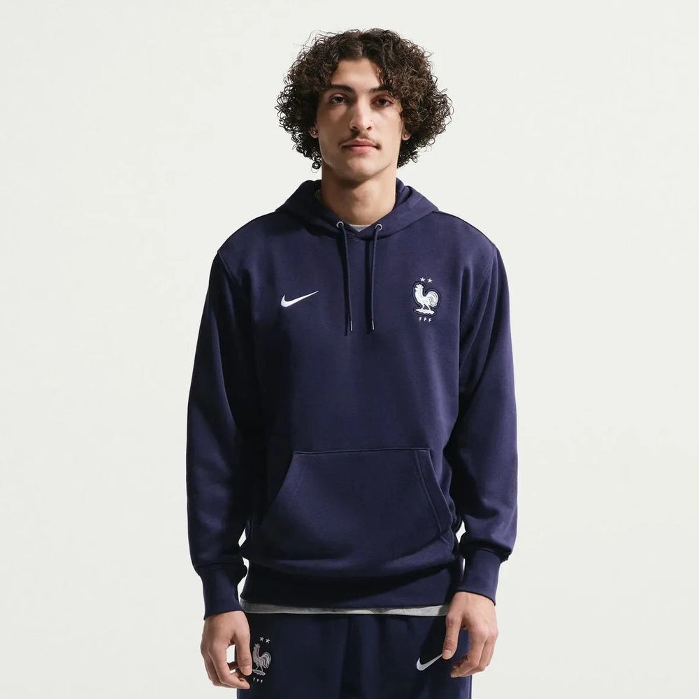 2026-27 France Men's Club French Terry Pullover Hoodie Blackened Blue/White