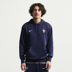 2026-27 France Men's Club French Terry Pullover Hoodie Blackened Blue/White