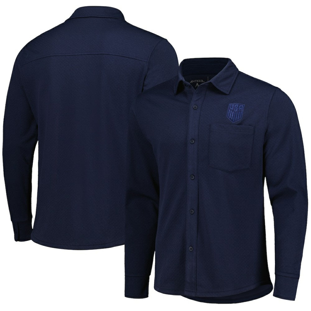 USMNT Antigua Streamer Diamond Button-Up Shacket for sale - Navy 