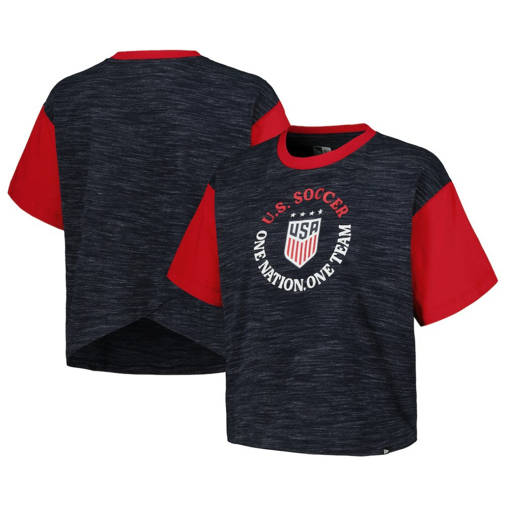 USWNT 5th & Ocean by New Era Women's Athletic Cross Back Cropped T-Shirt on sale - Navy 