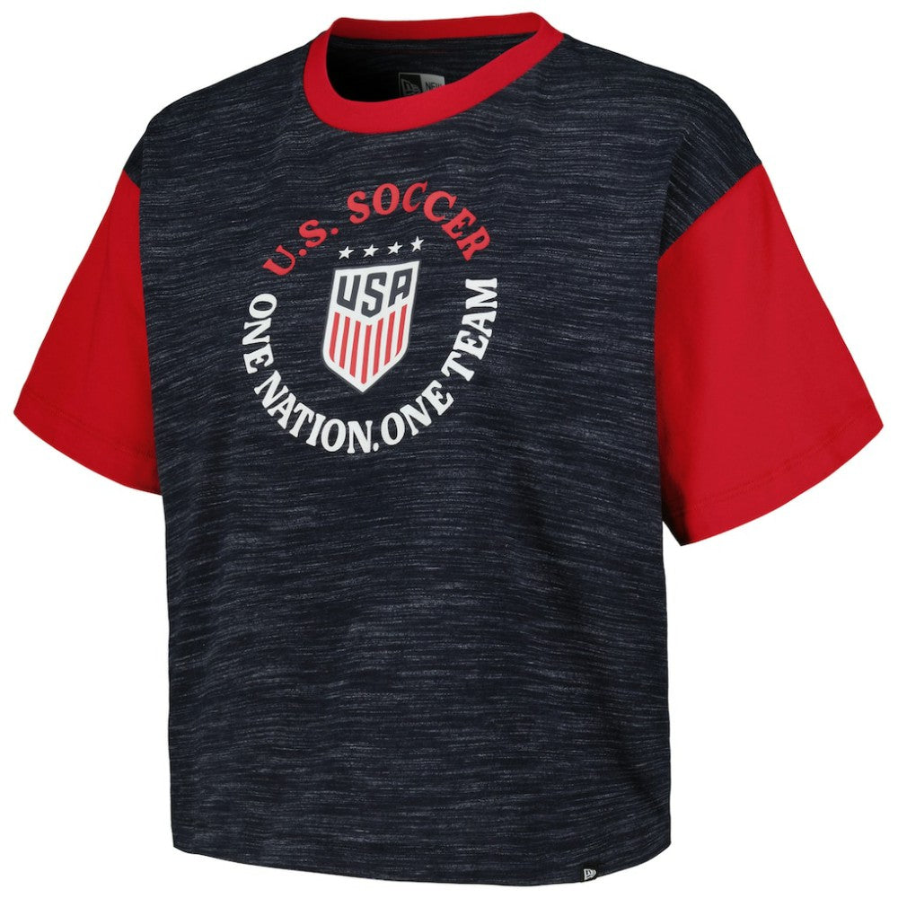 USWNT 5th & Ocean by New Era Women's Athletic Cross Back Cropped T-Shirt on sale - Navy 