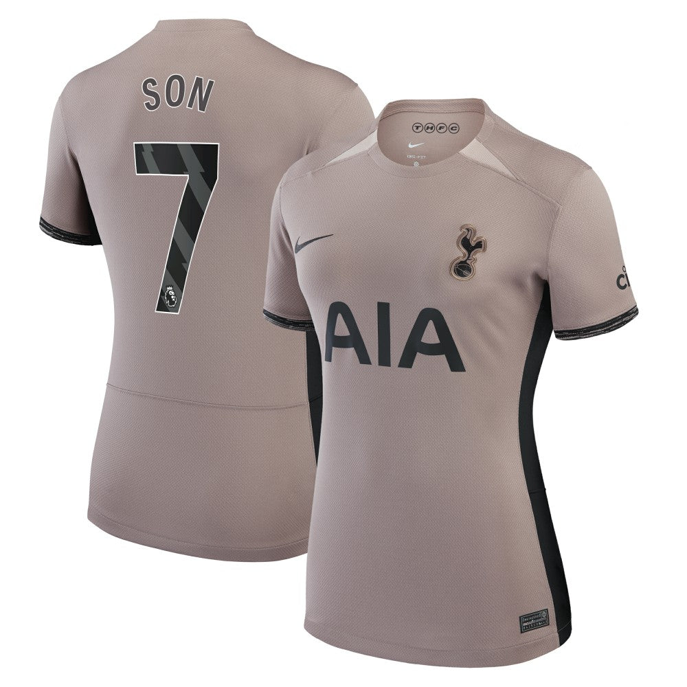 Son Heung-Min Tottenham Hotspur Women's 2023/24 Third Stadium Replica Player Jersey – Tan 
