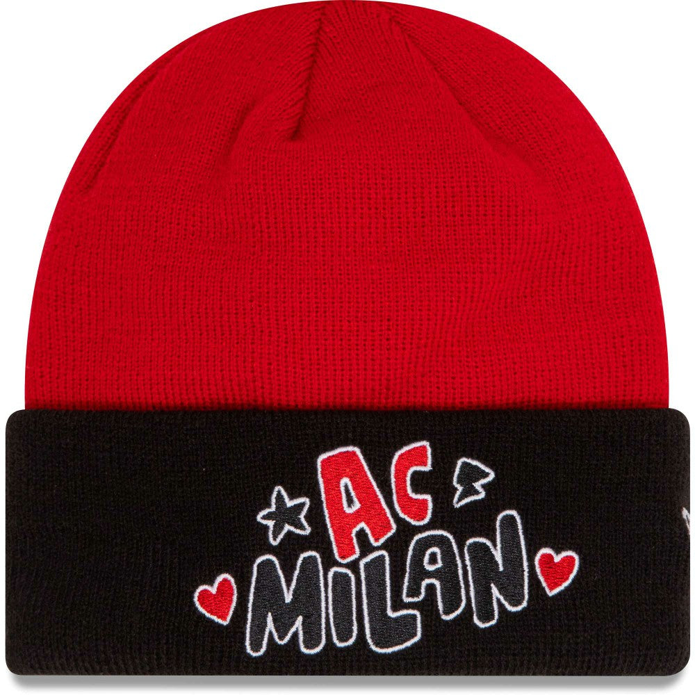 AC Milan New Era Youth Wordmark Cuffed Knit Hat on sale - Red 