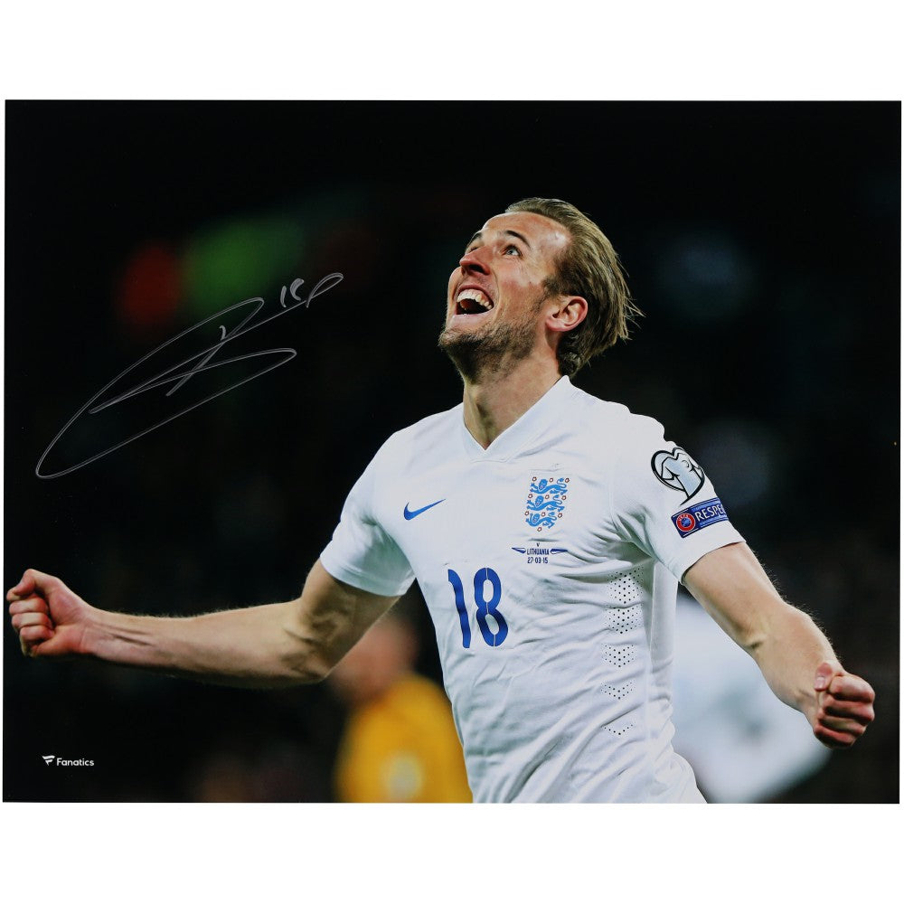 Harry Kane England National Team Autographed 11" x 14" First England Goal Celebrating Spotlight Photograph 