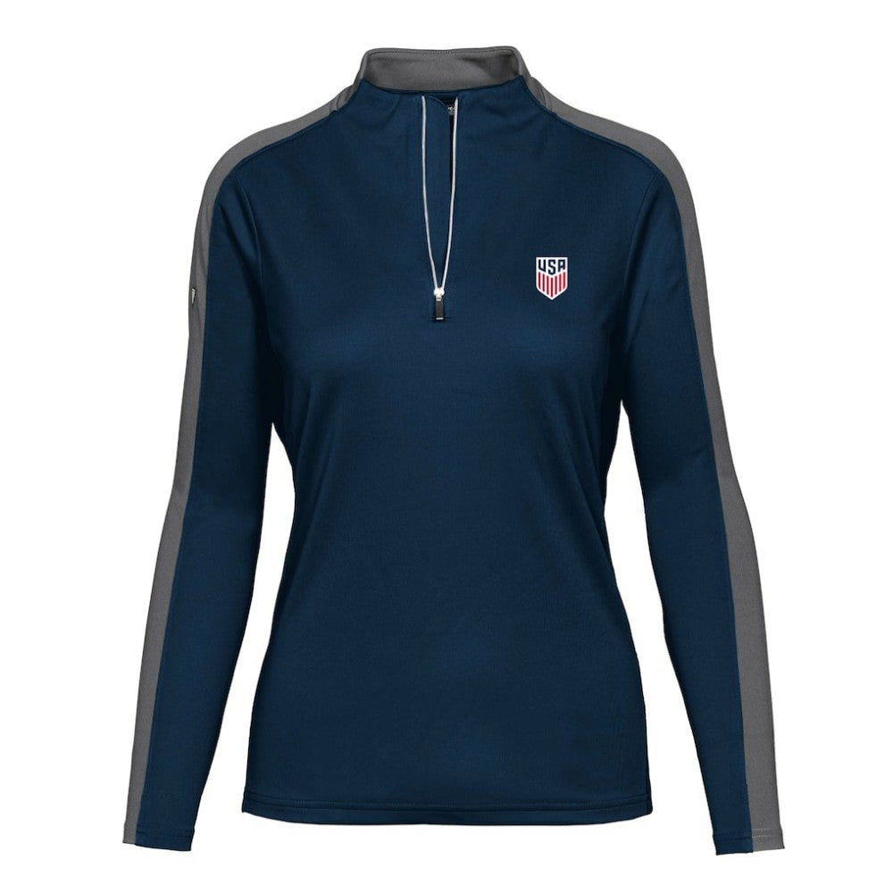 USMNT Levelwear Women's Quarter-Zip Pullover Top for sale - Navy 