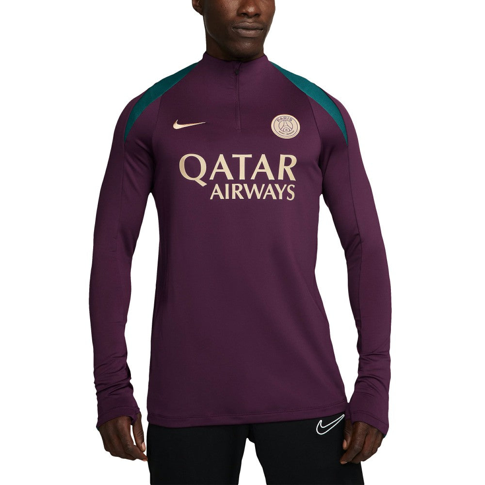 Paris Saint-Germain 2024/25 Strike Drill Performance Quarter-Zip Long Sleeve Top on sale - Burgundy 