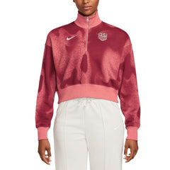 USMNT Women's Phoenix Fleece Cropped Quarter-Zip Jacket for sale - Pink 