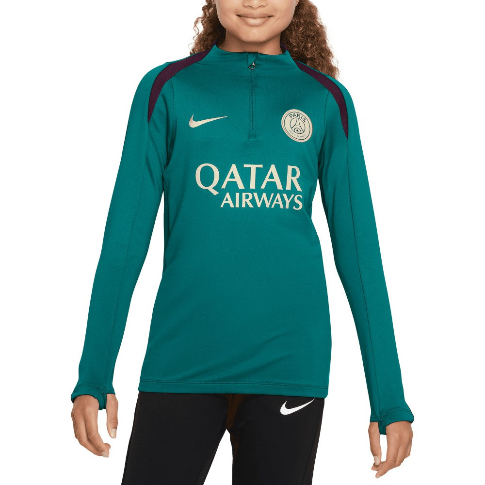 Paris Saint-Germain Youth 2024/25 Strike Drill Quarter-Zip Long Sleeve Performance Training Top on sale - Teal 