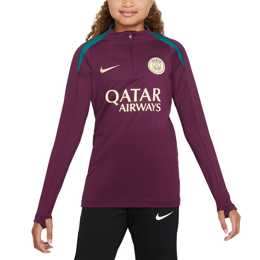 Paris Saint-Germain Youth 2024/25 Strike Drill Quarter-Zip Long Sleeve Performance Training Top on sale - Burgundy 
