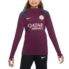 Paris Saint-Germain Youth 2024/25 Strike Drill Quarter-Zip Long Sleeve Performance Training Top on sale - Burgundy 