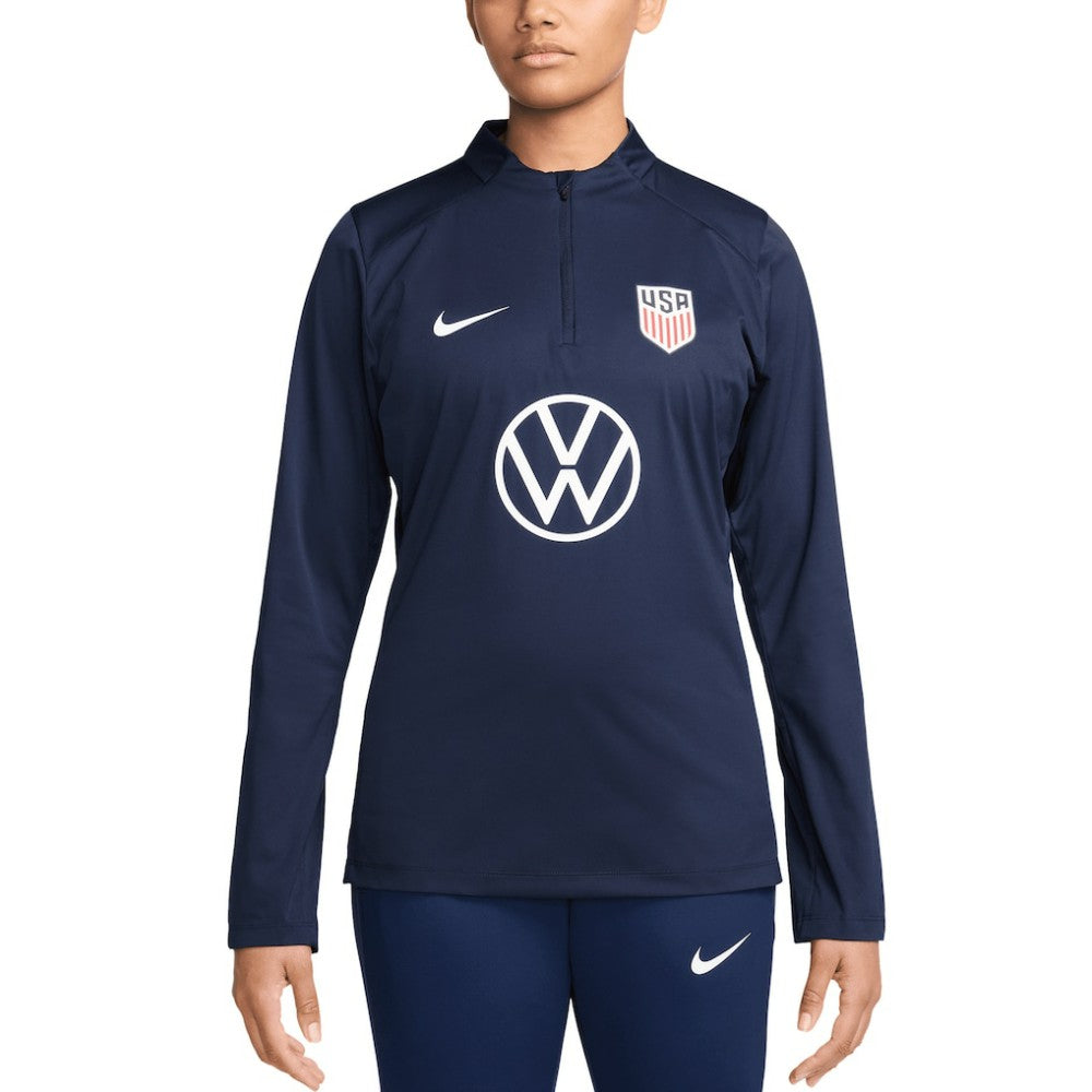 USMNT Women's 2024 Strike Drill Performance Quarter-Zip Pullover Top on sale - Navy 