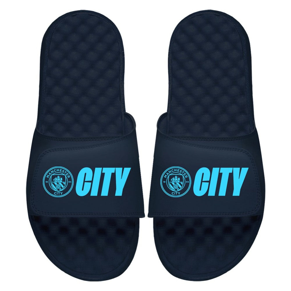 Manchester City ISlide Youth City Logo Slide Sandals Discount - Navy 