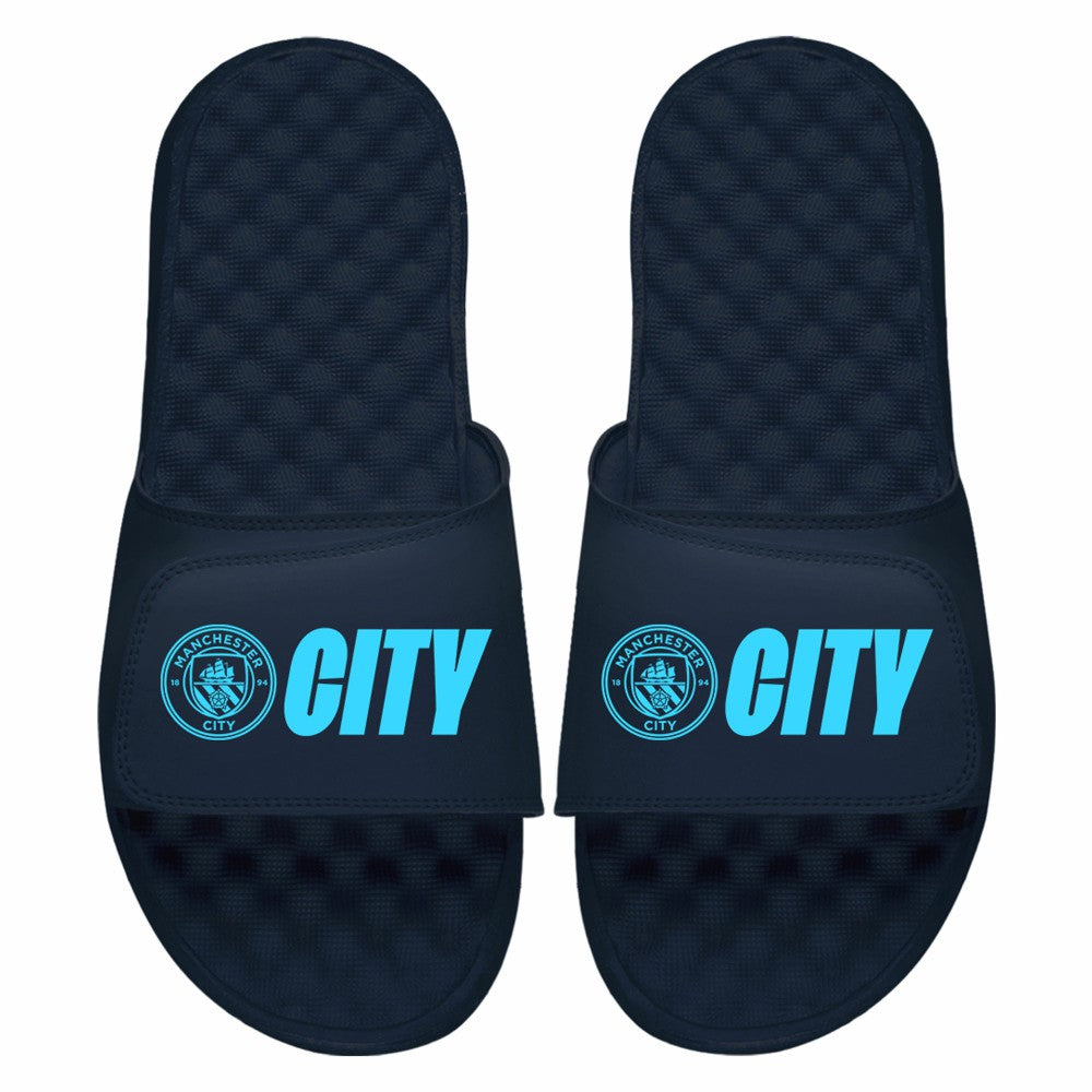 Manchester City ISlide City Logo Slide Sandals Discount - Navy 