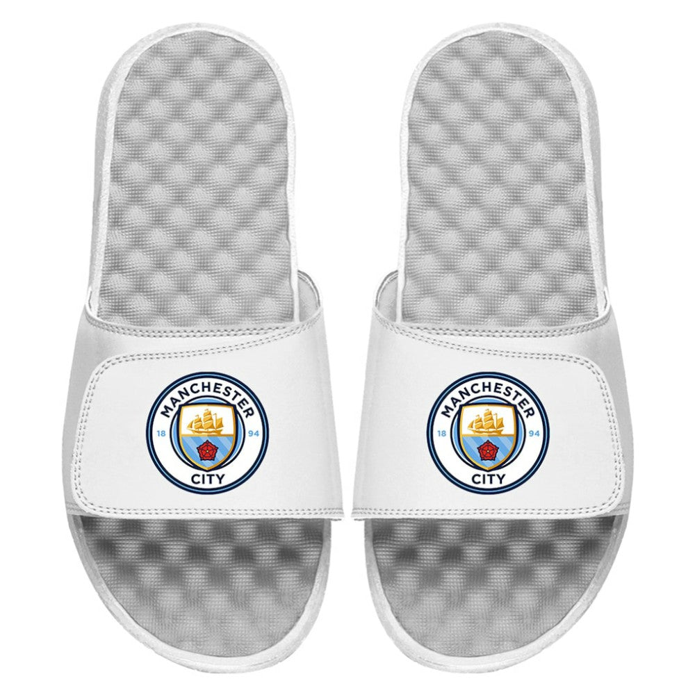Manchester City ISlide Youth Primary Logo Slide Sandals Discount - White 