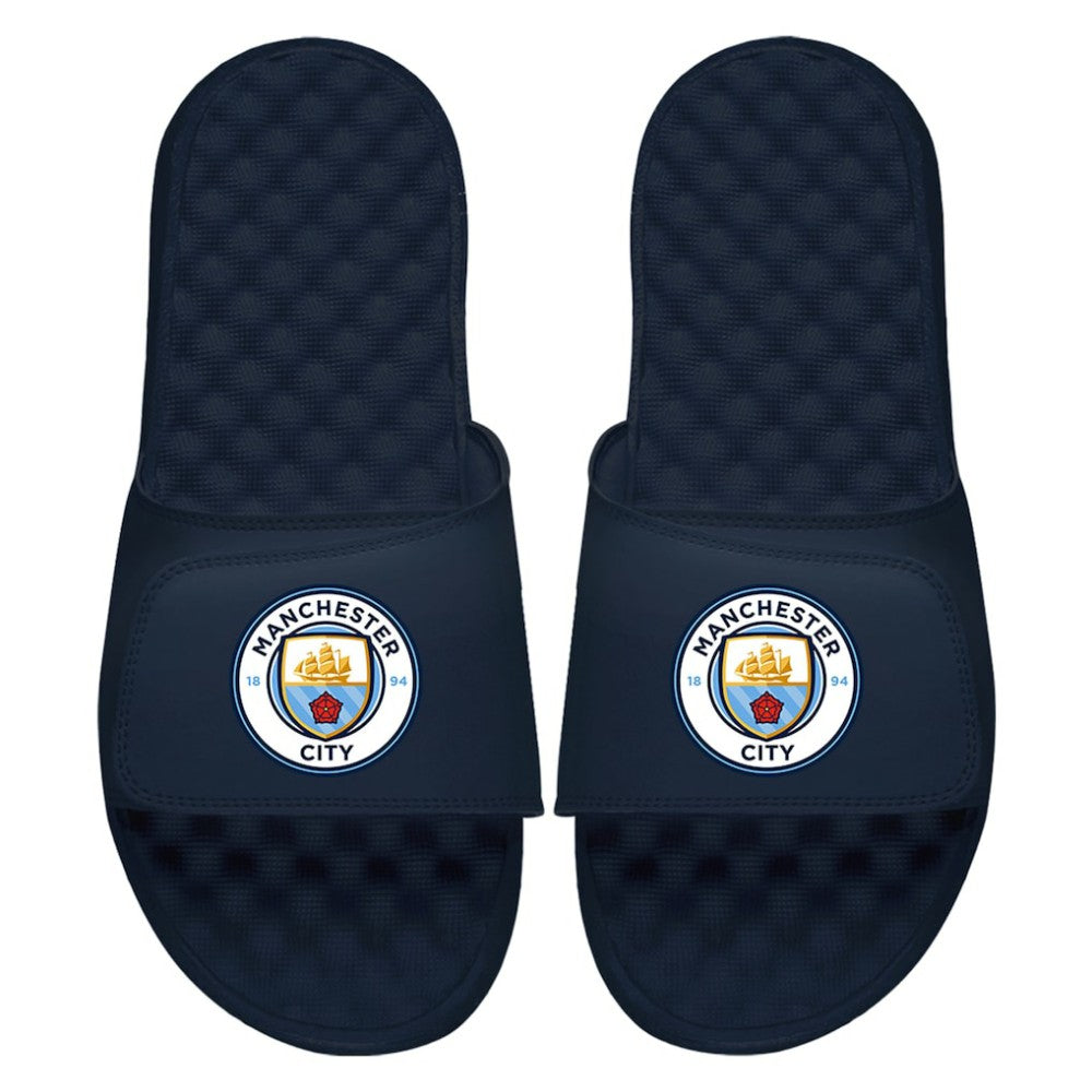 Manchester City ISlide Primary Logo Slide Sandals Discount - Navy 