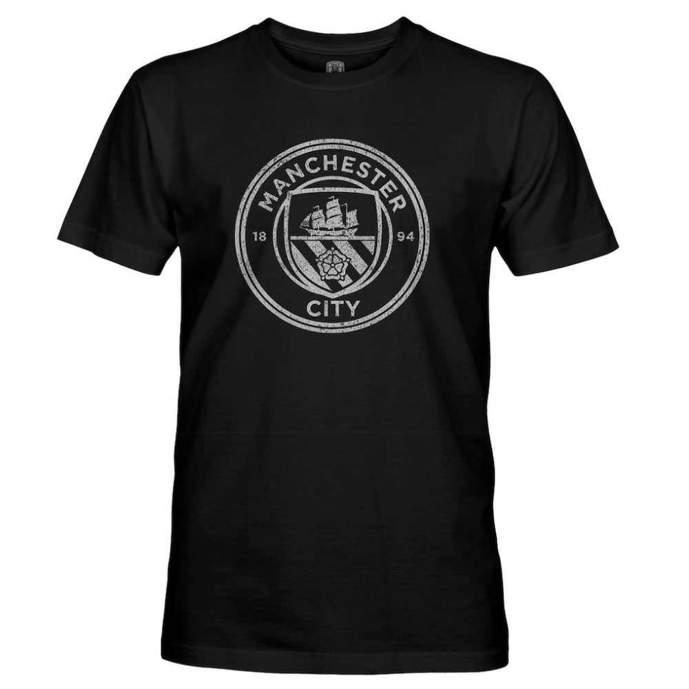 Manchester City 1863FC Mono Crest Slub T-Shirt Discount - Black 
