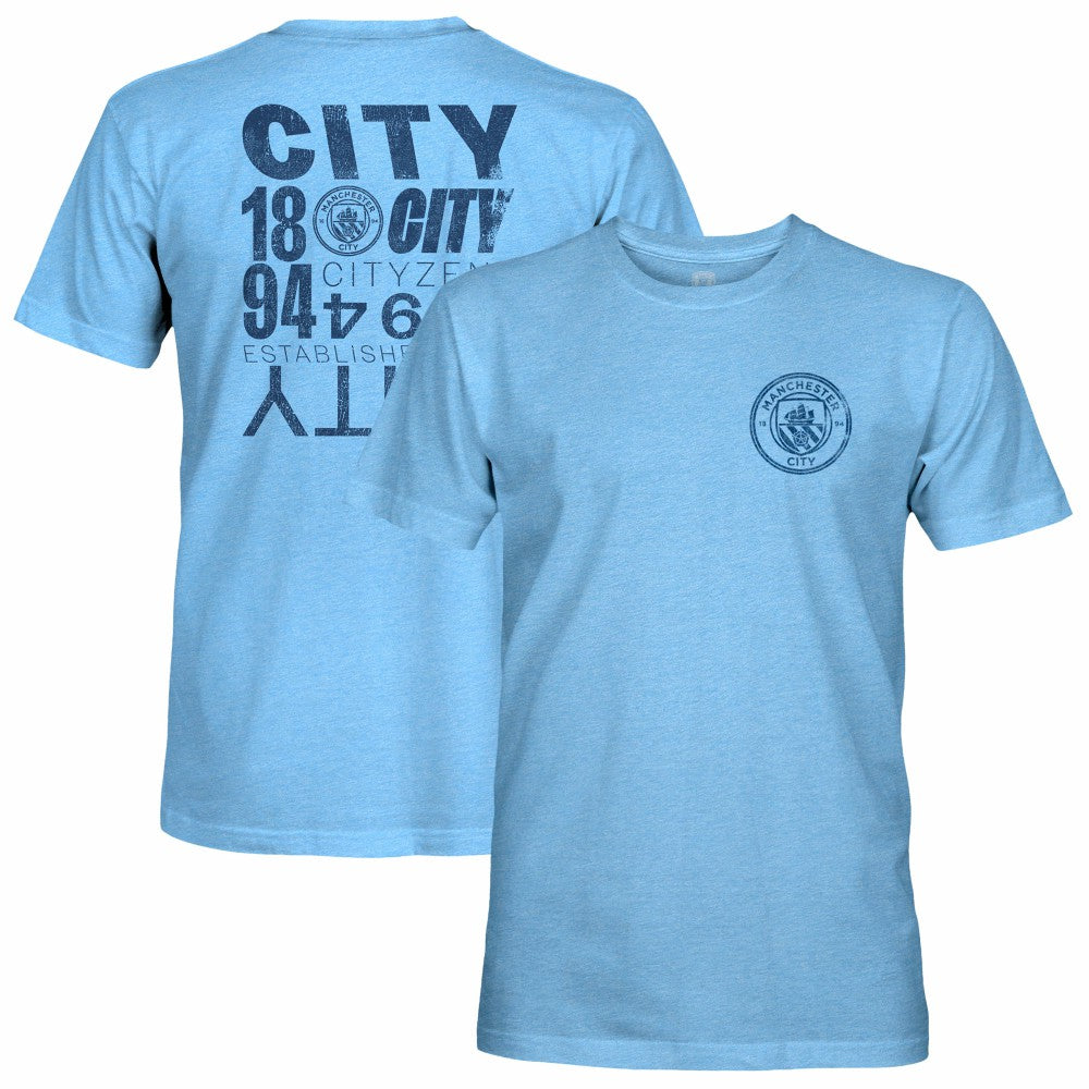 Manchester City 1863FC Front Back Text Twisted Tri-Blend Slub T-Shirt Discount - Sky Blue 