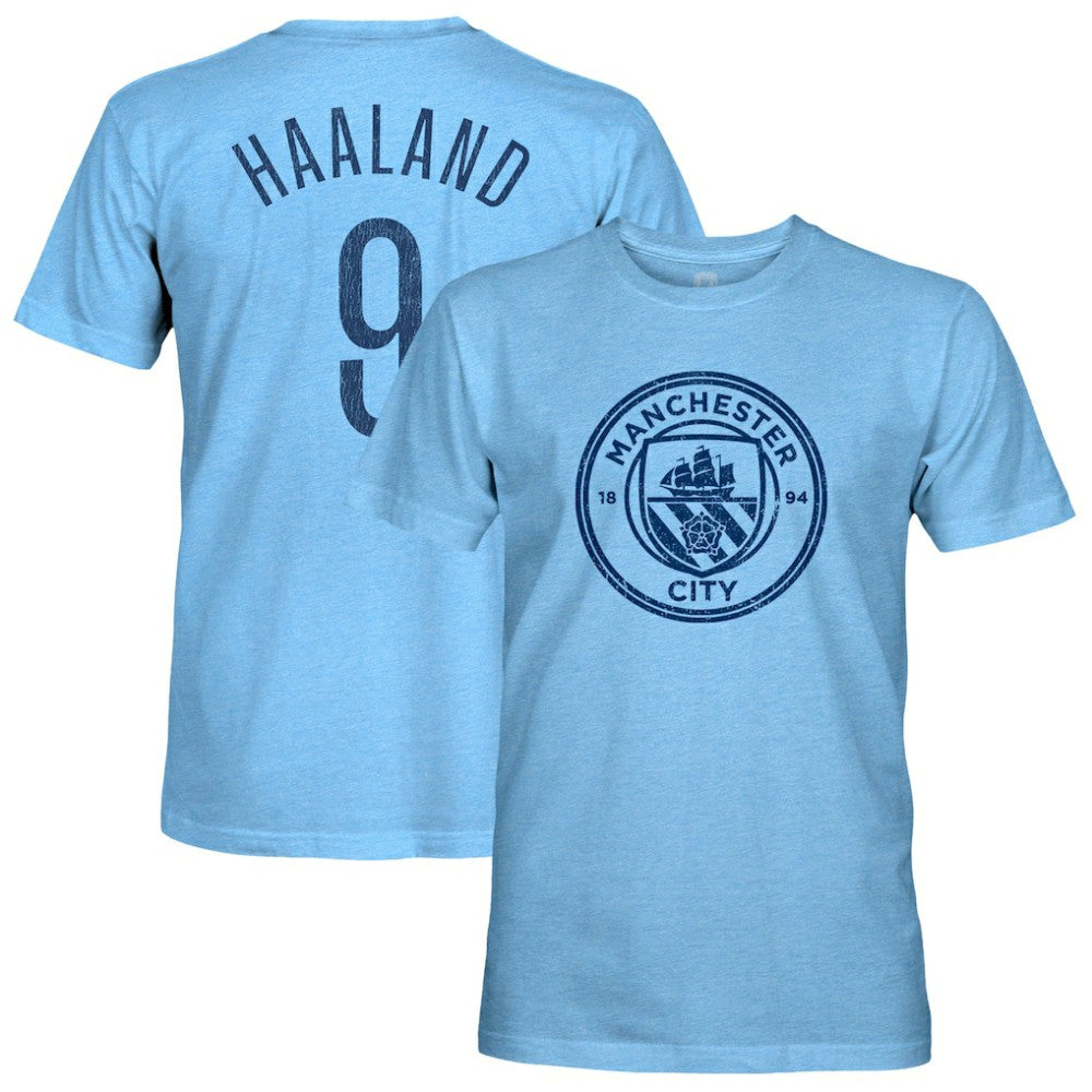 Erling Haaland Manchester City 1863FC Player Name & Number Twisted Tri-Blend Slub T-Shirt Discount - Sky Blue 