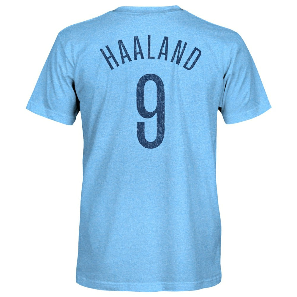 Erling Haaland Manchester City 1863FC Player Name & Number Twisted Tri-Blend Slub T-Shirt Discount - Sky Blue 