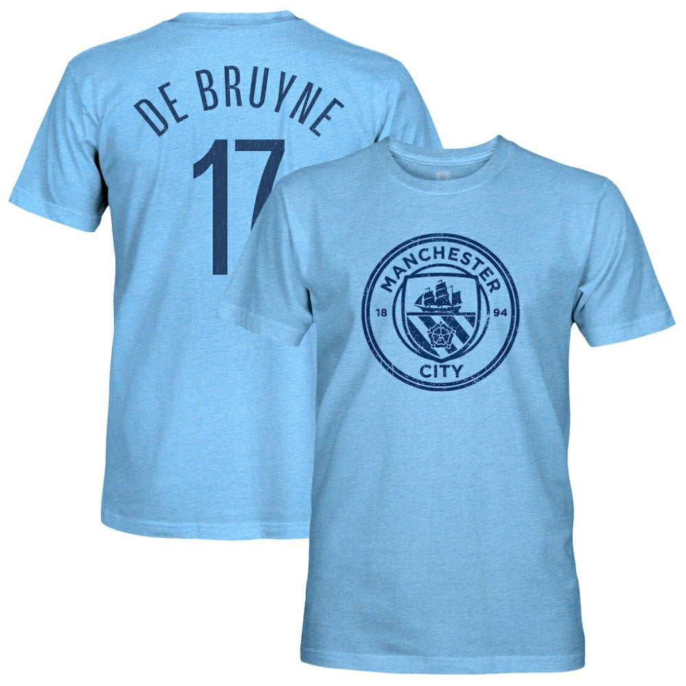 Kevin De Bruyne Manchester City 1863FC Player Name & Number Twisted Tri-Blend Slub T-Shirt Discount - Sky Blue 