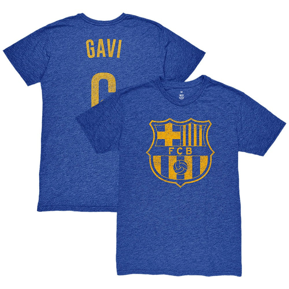 Gavi Barcelona 1863FC Player Name & Number Twisted Tri-Blend Slub T-Shirt on sale - Heather Royal 