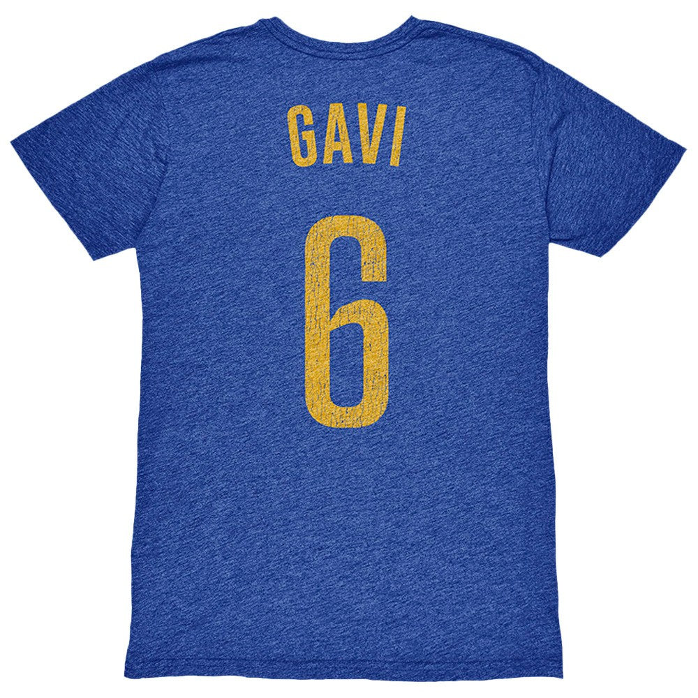 Gavi Barcelona 1863FC Player Name & Number Twisted Tri-Blend Slub T-Shirt on sale - Heather Royal 