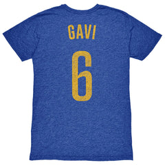 Gavi Barcelona 1863FC Player Name & Number Twisted Tri-Blend Slub T-Shirt on sale - Heather Royal 