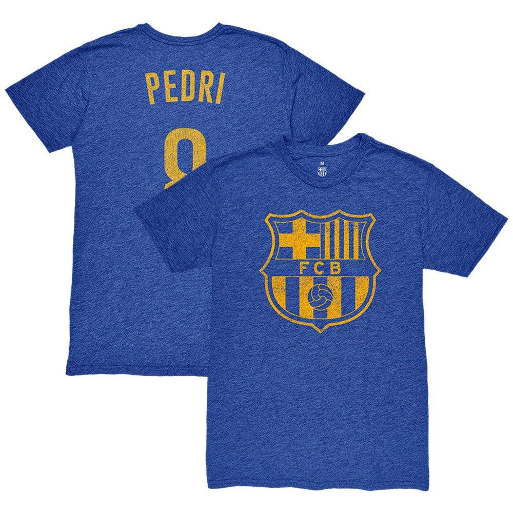 Pedri Barcelona 1863FC Player Name & Number Twisted Tri-Blend Slub T-Shirt on sale - Heather Royal 