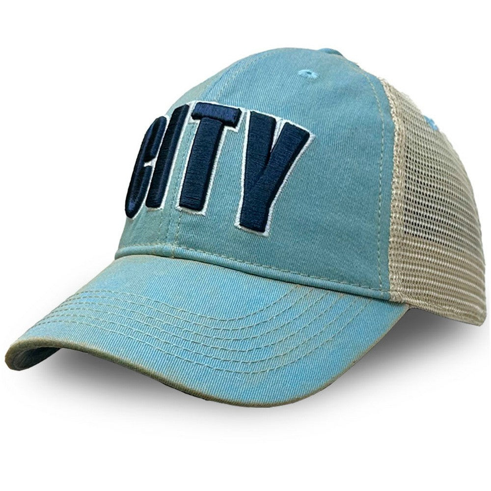 Manchester City 1863FC Washed Trucker Adjustable Hat Discount - Sky Blue 